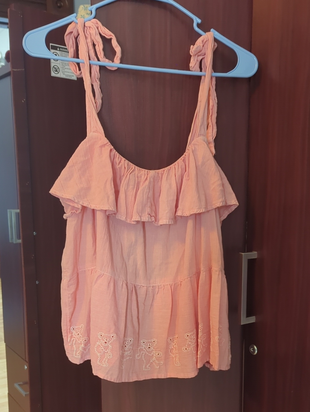 Lucky Brand Peach Pink Ruffle Tie-Shoulder Camisole